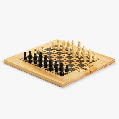 Wooden Chess & Draughts Travel Game from John Lewis