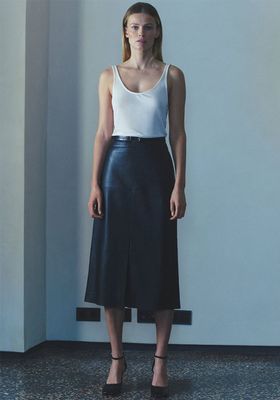 Long Nappa Leather Skirt 