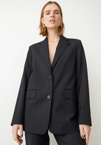 Oversized Pinstripe Wool Blazer