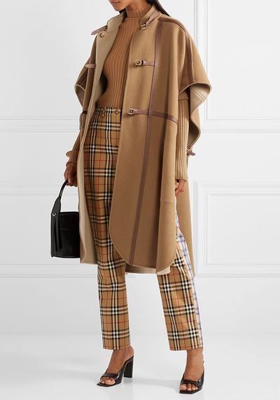 Leather-Trimmed Wool-Blend Cape from Burberry