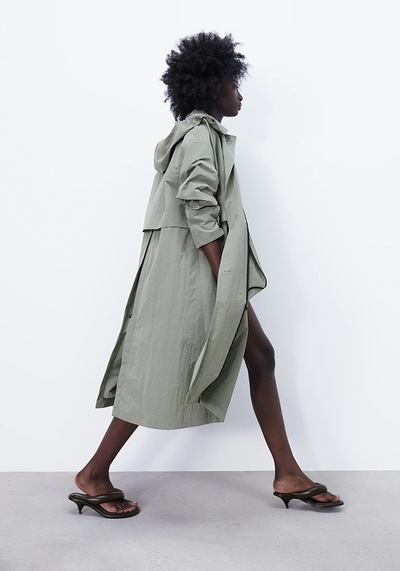 Water-Repellent Oversize Trench Coat