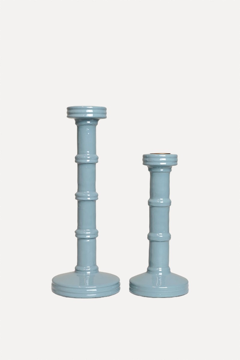 Gloss Painted Wooden Column Candlestick from Birdie Fortescue