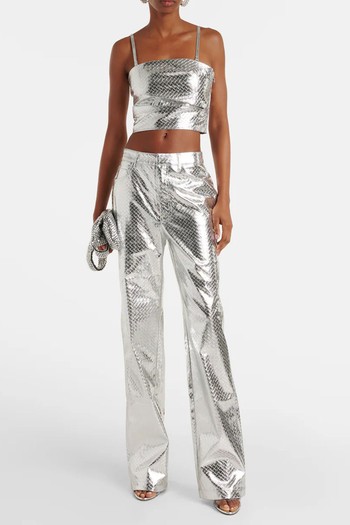 Metallic-Effect High-Rise Straight Pants from Rotate