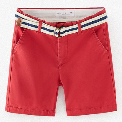 Chino Bermuda Shorts With Striped Belt from Zara