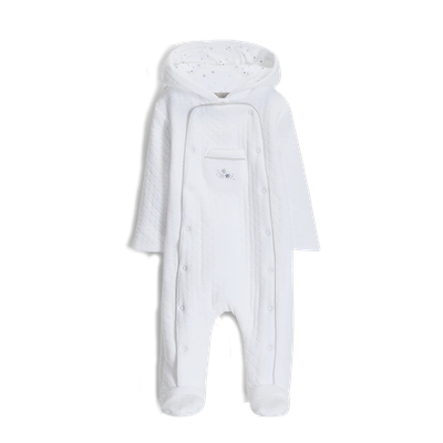 Baby Star Wadded All-in-One Pramsuit, White from John Lewis Heirloom Collection 