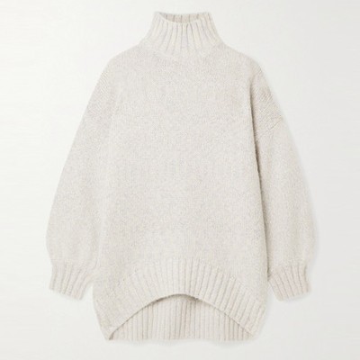 Charlotte Oversized Metallic Knitted Turtleneck Sweater from Staud