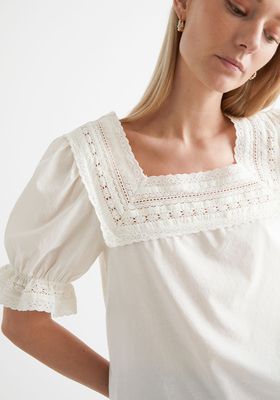 Lace Trim Puff Sleeve Blouse from & Other Stories