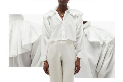 Chauncey Ruffle-Shoulder Organic-Cotton Blouse, £355 | Mimi Prober