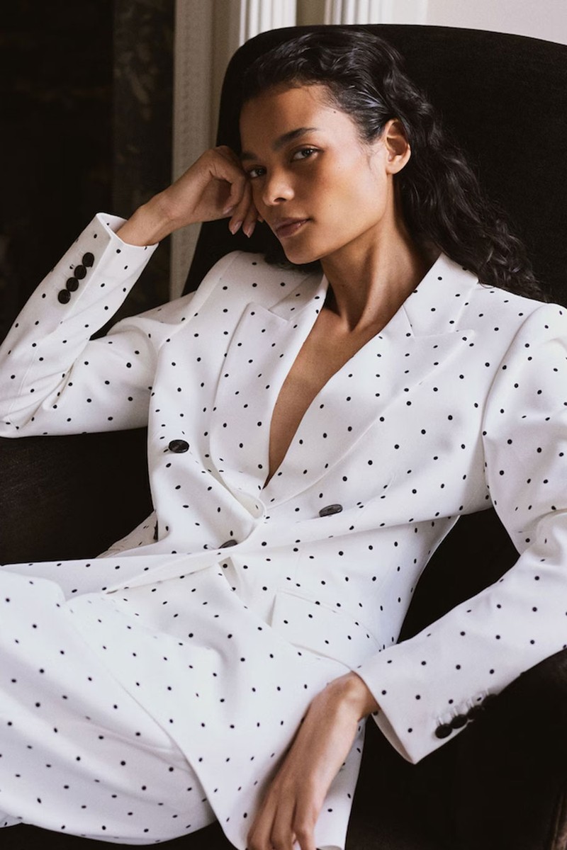 Polka-Dot Double-Breasted Suit Blazer from Reiss