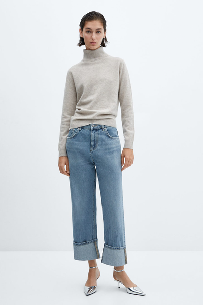 Wideleg Jeans With Turned-Up Hem