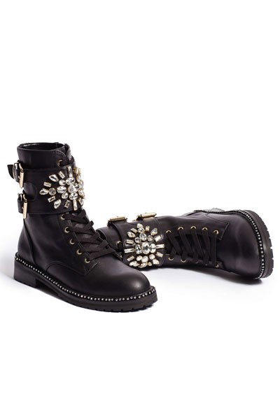 Stoop Black Low Heel Biker Boots from Kurt Geiger