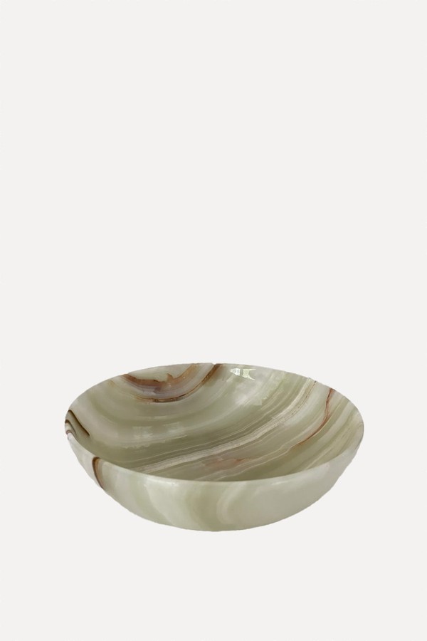Vintage Marble Onyx Hand Carved Fruit Bowl from Love Medusa