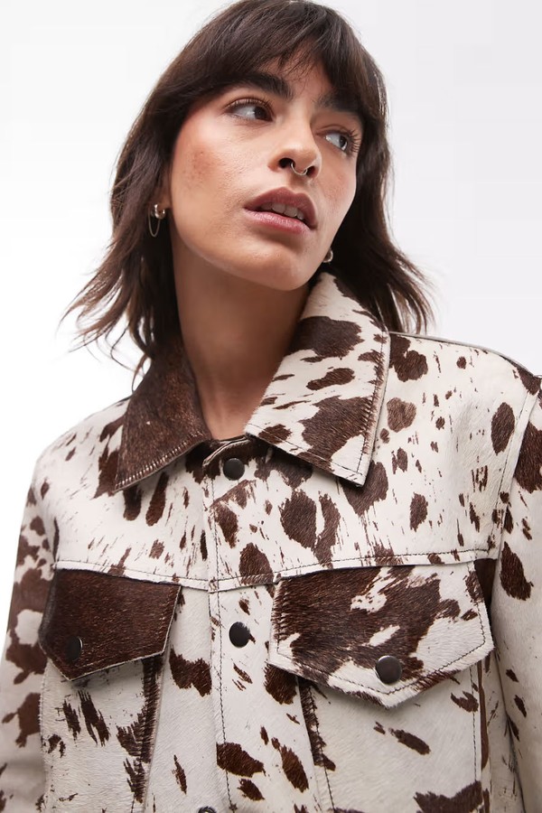 Leather Pony Hair Western Style Jacket from Mango