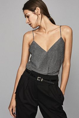 Claudia Metallic Wrap Front Cami from Reiss