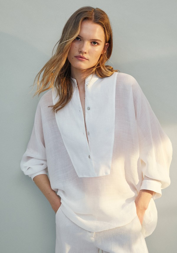 Ramie Linen Oversize Shirt With Bib Detail, £59.95 | Massimo Dutti