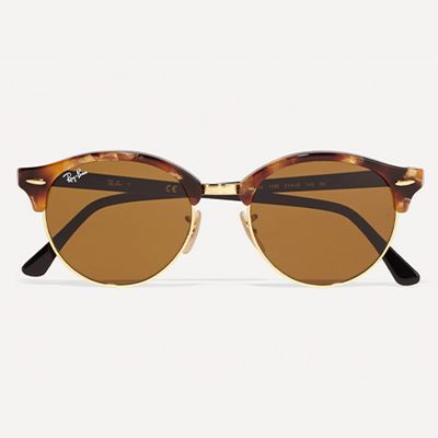 Clubround Acetate And Gold-Tone Sunglasses from Ray Ban