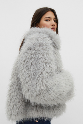 Cropped Faux Fur Jacket from Stradivarius