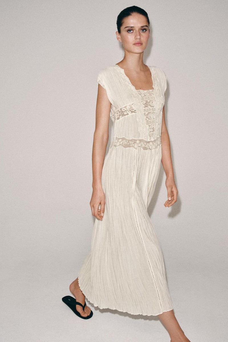 Pleated Lace Dress
