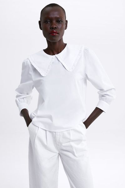 Poplin Blouse with Peter Pan Collar from Zara