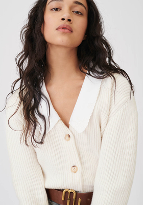 Cropped Cardigan With Cropped Collar from Maje