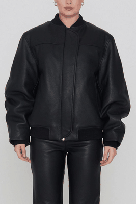 Black Maryan Leather Bomber Jacket from Remain Birger Christensen