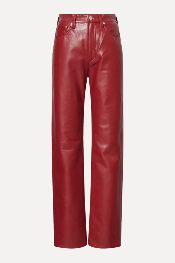 90's Pinch Waist Leather-Blend Jeans from Agolde