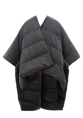 Padded Wool-Blend Flannel Down Cape from Joseph
