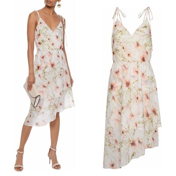 Wrap Effect Floral Print Crepe de Chine Dress from Haute Hippie