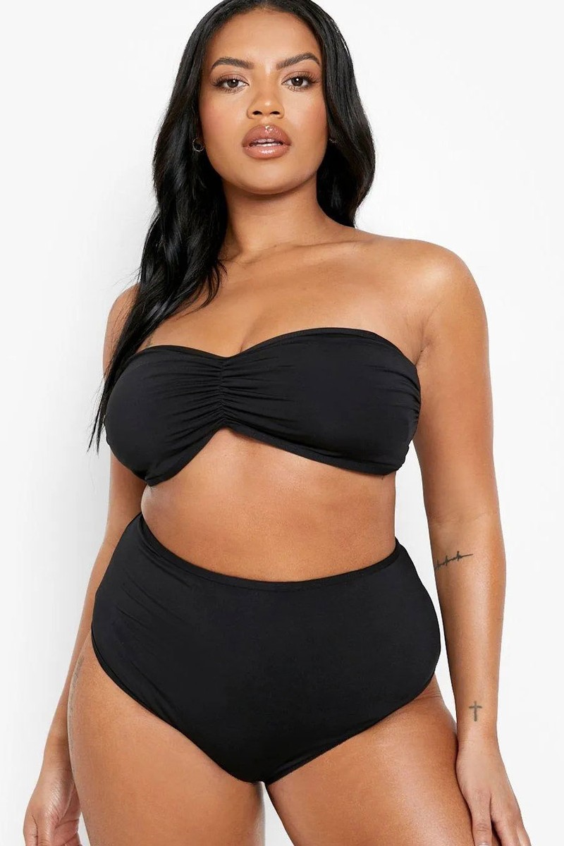 High Waist Bandeau Bikini Set from Boohoo