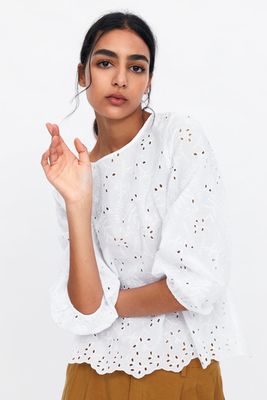 Top with Cutwork Embroidery from Zara