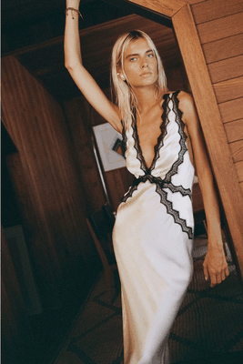Camille Lace Cross Back Midi Dress, $380 | Shona Joy