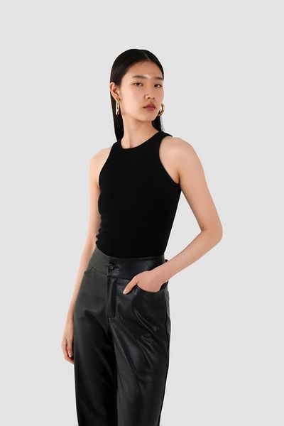 Black Vegan Leather Pants from Sundarbay