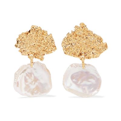 Moss Gold-Plated Pearl Earrings from Pacharee