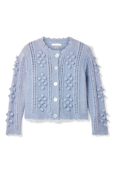 Gigi Cropped Pompom-Embellished Mohair-Blend Cardigan from Loveshackfancy