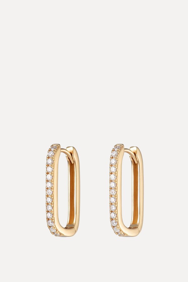 Oval Hoop Earrings With Clear Stones from Scream Pretty
