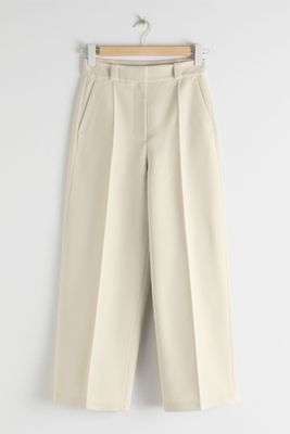 Wide Leg Wool Blend Twill Trousers from & Other Stories