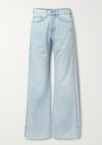 Taylor Frayed High-Rise Wide-Leg Jeans from Veronica Beard