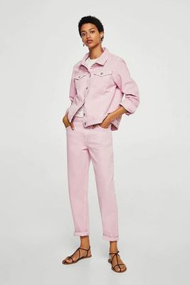 Pocketed Pink Denim Jacket from Mango