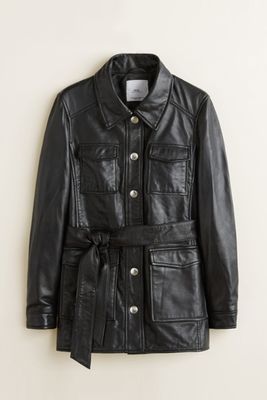 Pockets Leather Jacket from Mango