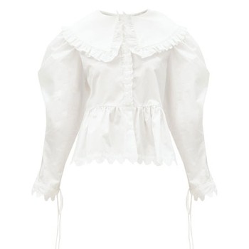 Lisi Exaggerated-Collar Ruffled Cotton Blouse, £260 | Horror Vacui