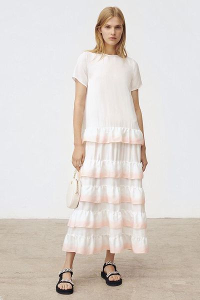 Gradated Tie-Dye Style Ruffled Dress