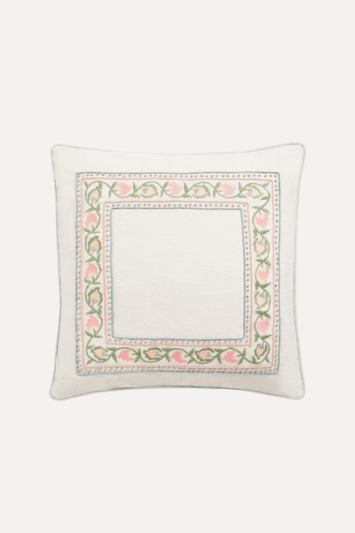 Suzani Floral Embroidered Border Feather Filled Cushion from Nina Campbell x Next