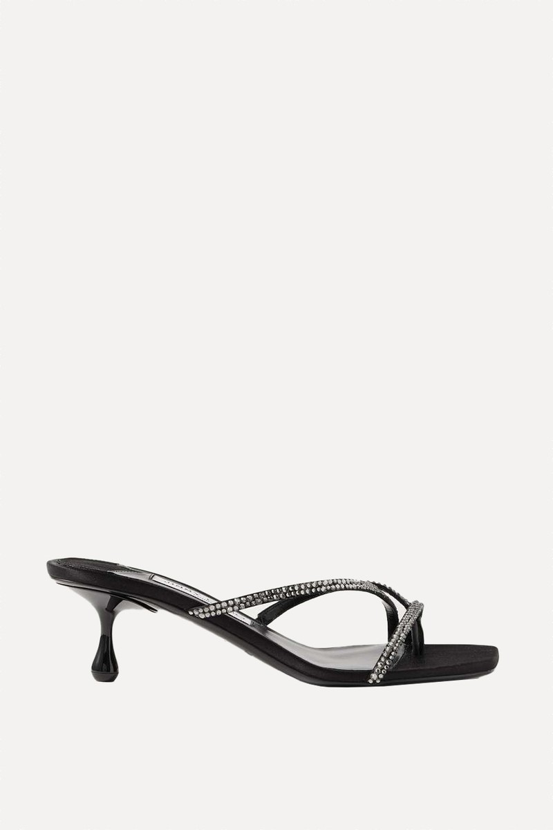 Etana 50 Crystal-Embellished Satin Mules from Jimmy Choo