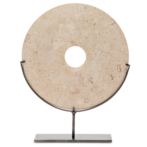 Travertin Medium Disc On Stand from LuxDeco