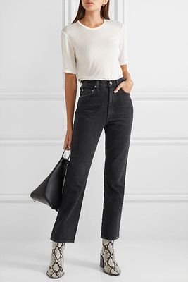 Pinch Waist Cropped High-rise Flared Jeans