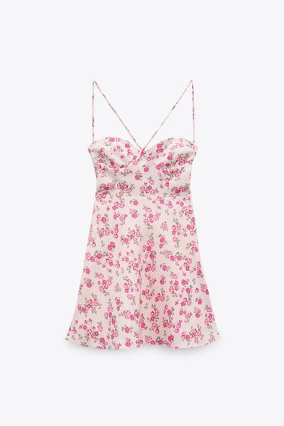 Floral Linen Blend Dress from Zara