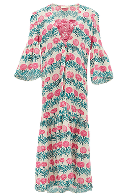 Floral-Print Silk-Crepe Robe from Adriana Degreas