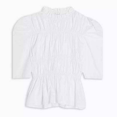 White Shirred Poplin Blouse