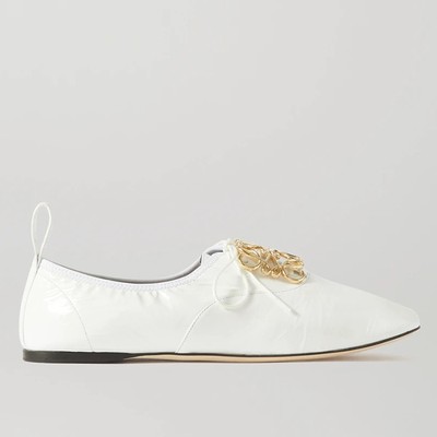 Logo-Embellished Patent-Leather Ballet Flats from Loewe