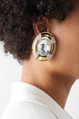 Saharienne Crystal-Embellished Clip Earrings, £1,015 | Saint Laurent